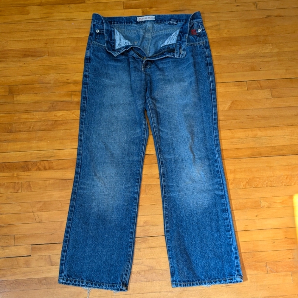 Vintage Shady LTD Baggy Denim Eminem Y2K Straight Wide Boot cut Jeans Sz 36x32
